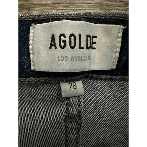 Agolde Sophie High Rise Raw Hem Blue Jeans Crop Skinny Stretch size 28 - Picture 5 of 8